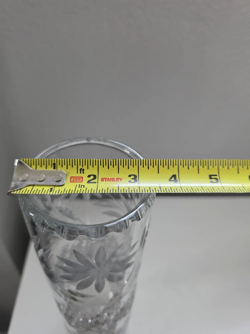 Antique Cut Crystal Tall Bud Vase - Clear
